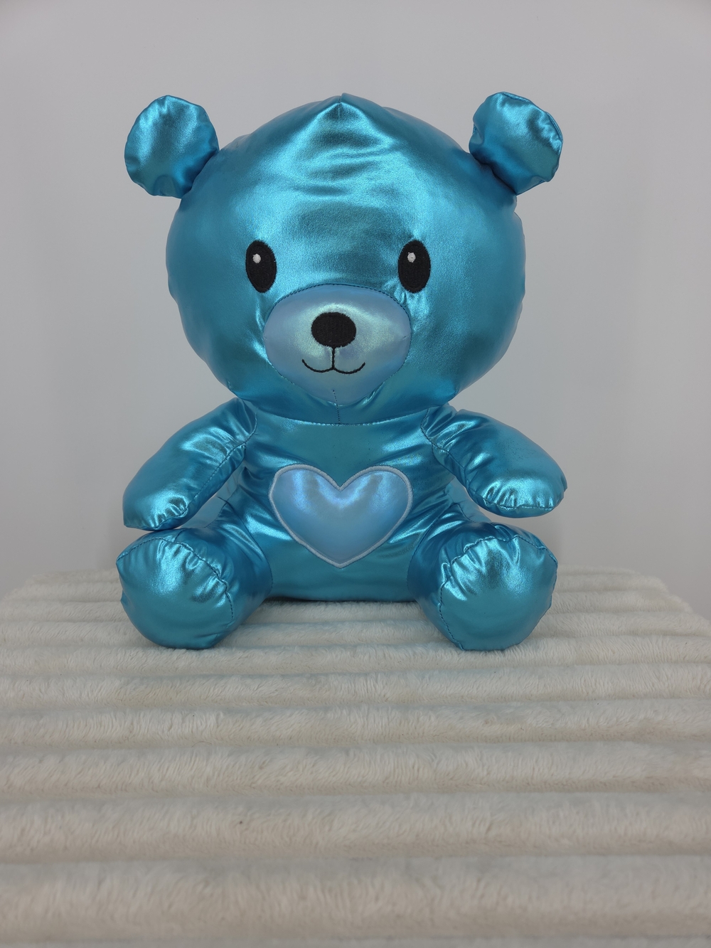 Shiny Aqua Heart Bear Plush Toy